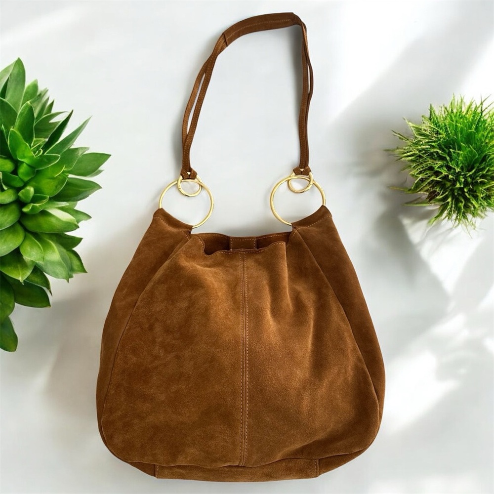 Claudia Firenze Made in Italy Tan Suede Leather Hobo Bag